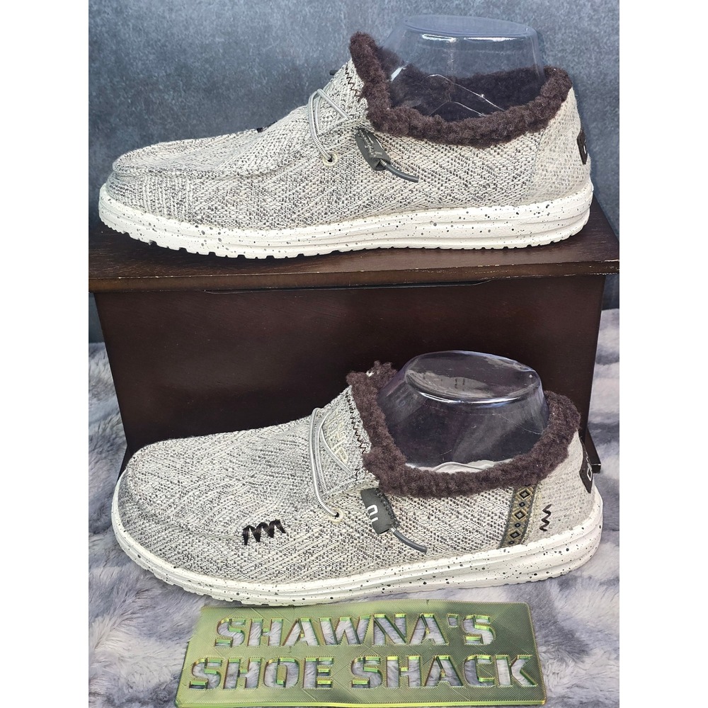 Hey Dude Wendy Loafers Salt and Pepper Faux Fur Lined Grey Women Size 9